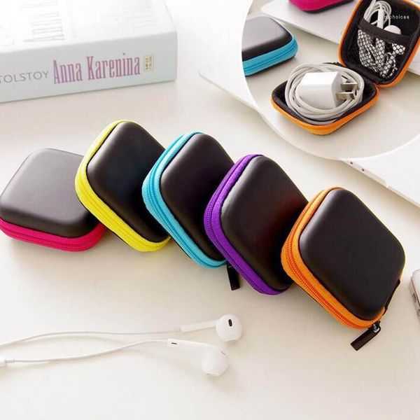 Bolsas de armazenamento 1pcs com zíper para o organizador de cabos USB caixa de fones de ouvido portátil Bolsa de forma quadrada portátil