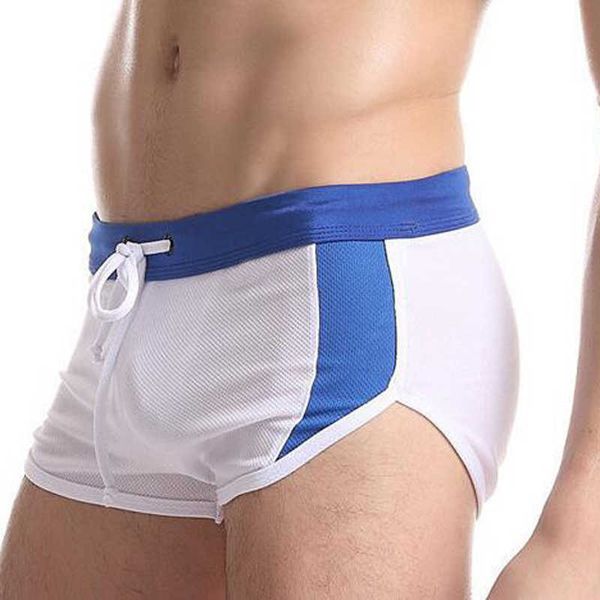 Menas de banho masculinas Sexy mass de cintura baixa shorts divididos esportes de corrida de corrida masculino macacão respirável academia gym g string calças j220913