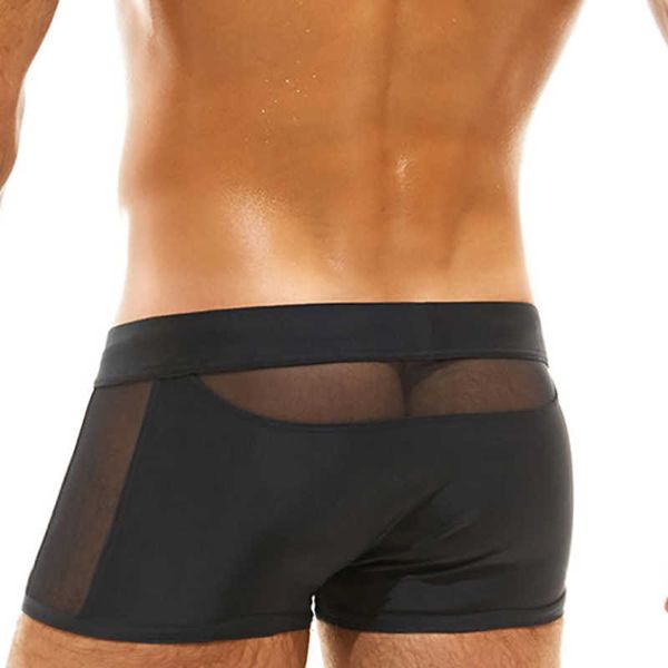 Roupas de banho masculinas transparentes no maiô de baú de baú de praia shorts de praia sexy maiô de surf malha de malha de biquíni j220913