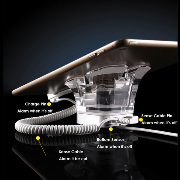 6pcs Security Security Security Acryla Display Acryl Display Antiper-держатель с сигнализацией и функцией зарядки для розничных магазинов планшетов