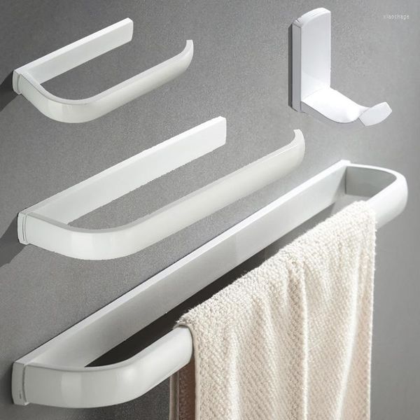 Set di accessori da bagno Set di accessori da bagno bianchi Montato a parete Creativo in ottone WC Porta carta Porta asciugamani in metallo Portachiavi Appendiabiti Hardware