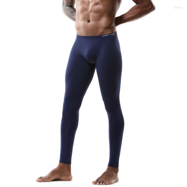 Herren-Körperformer, lange Unterhosen für Herren, durchscheinend, aus Eisseide, für Männer, enge Leggings, Thermo-Unterwäsche, elastische Thermo-Unterhose