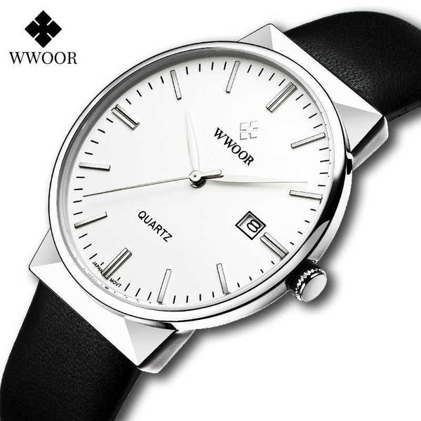 Relógios de pulso wwoor marca de luxo clássico casual de couro genuíno relógio de pulso para o quartzo de quartzo à prova d'água Preço de folga do relógio 0923