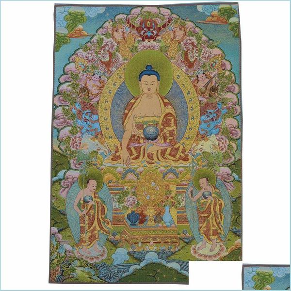 Taquestres Tapestres Tibete Buda Retrato Tapisserie Murale Decora￧￣o da sala est￩tica Vintage Tenture Wall Drop Deliver