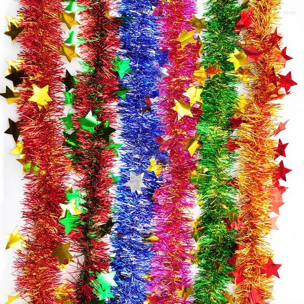 Weihnachtsdekorationen, 2 m, Glitzer-Lametta-Girlande, bunte Baum-Bar-Dekoration, Ornament-Girlanden für Hochzeit, Party, Zuhause, Weihnachten