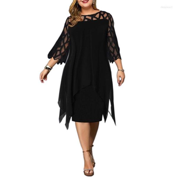 Plus Größe Kleider Kurve Schößchen Sommer Spitze Mesh Sexy Party Kleid Frauen Kleidung Clubwear 5Xl Vestido Midi Elegante Formale