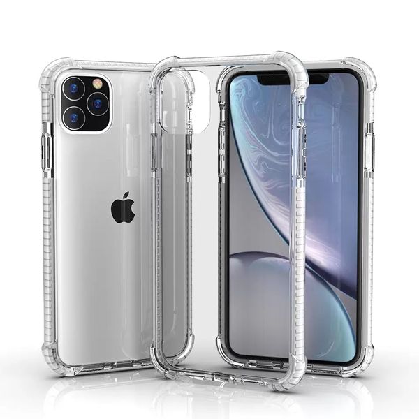 Capas de telefone de acrílico transparente transparente à prova de choque de duas cores premium para iPhone 15 14 13 12 11 Pro MAX Mini XS Max X XR Militar à prova de queda