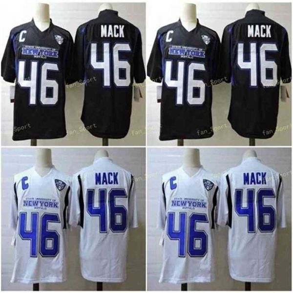 Sj NCAA Buffalo Bulls #46 Khalil Mack College-Football-Trikot, weiß, schwarz genäht, Herren-Jugend-Trikots, S-3XL, Top-Qualität