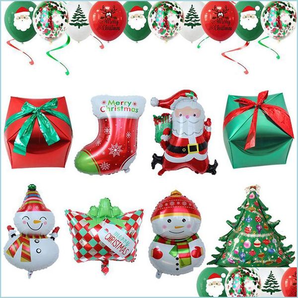 Decorazione per feste Grande Babbo Natale Pupazzo di neve Palloncini foil di Natale Palloncino per albero di Natale Articoli per la casa allegri Globos Drop Delivery 2021 Garden F Dhueu