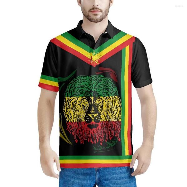 Herren Polos Poloshirt für Männer Äthiopien Logo Tribal Design Shirts Benutzerdefinierte übergroße eigene T-Shirts Stilvoll