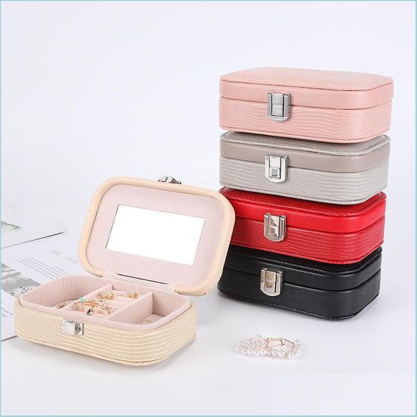 Schmuckbeutel Taschen Schmuckbeutel Taschen Mini Organizer Box Pu Leder Prinzessin Dressing Geburtstagsgeschenk Ohrring Ring Sammlung Drop Dhe9C