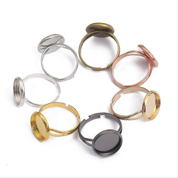 Configurações de jóias 10pcs/lote ajustável em branco Base de anel ajuste dia 10 12 14 16 18 18 mm Cabochons de vidro cleas