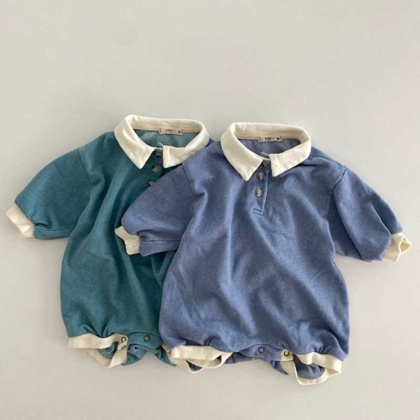 Rompers 2022 Bahar Yeni Bebek Uzun Kollu Bodysuit Yenidoğan Polo Gömlek Bebek Çocuk Günlük Giysiler Bebek Kız Onesie J220922 için Sevimli Tulum