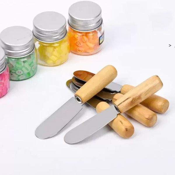 10cm de a￧o inoxid￡vel Spatula Butter Scraper com al￧a de madeira Faca queijo Fool Tool Baking Gadget Gift By Sea ZZB15755