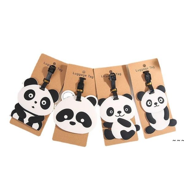 Kreativer PVC-Panda-Gepäckanhänger, Schlüsselanhänger, Partygeschenk, tragbar, Cartoon-Reiseetikett, Schlüsselanhänger BBB15686