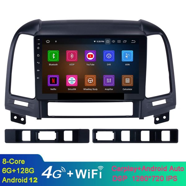 Navigazione GPS video per auto Android da 9 pollici per Hyundai SANTA FE Aftermarket 2006-2012 con supporto Bluetooth Telecamera per la retromarcia OBD II