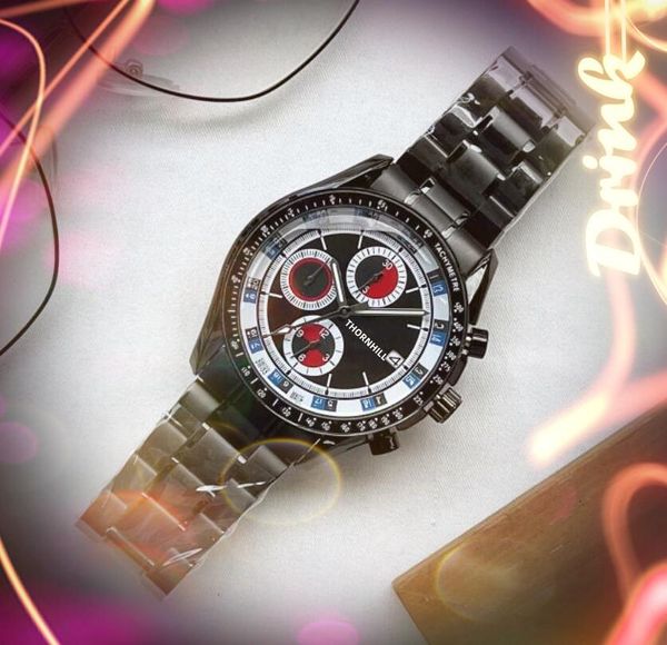 Шесть игл спортивные гоночные наручные часы 41 -мм под циферблаты рабочие модные мужские часы japen vk quartz hronograph Оптовые мужские подарки.