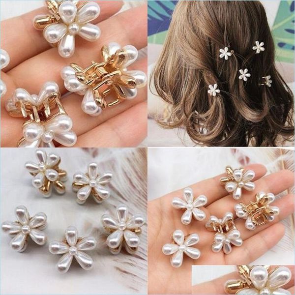 Haarspangen, Haarspangen, Gänseblümchen-Perlen-Haarspangen, Mini-elegante Metall-Kunststoff-Seitenclip-Krallen, für Damen und Mädchen, weiß, Make-up-Haarpi Dhseller2010 Dhw3L