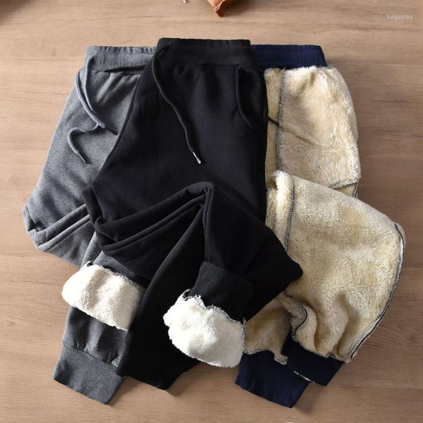 Männer Hosen Männer Dicke Winter Kleidung Fleece Warme Knöchel-Gebunden Jogginghose Männer Japanischen Stil Einfache Einfarbig Lose lässig