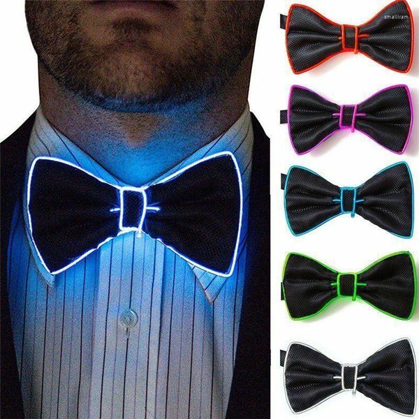 Fliegen 2022 Chrismas Männer Krawatte Blinklicht Up LED Draht Bowtie El Lichter Hochzeit Chirstmas Glow Party Supplies