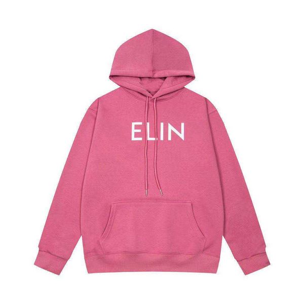 Palmangel Hoodie Luxury Marka Celinhoodie Klasik Celina Mektup Baskı Erkek ve Kadın Pullover Sonbahar Kış Sokağı Gevşek Kazak Pembe