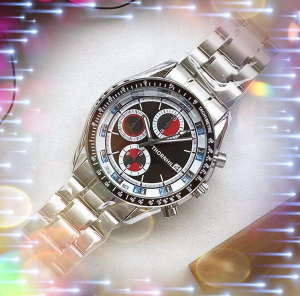 Quartz automático Mulit Funcional Relógio Men 41mm Presidente de aço inoxidável Mens importado espelho de cristal Retro Vintage Wristwatch Montre de Luxe Gifts