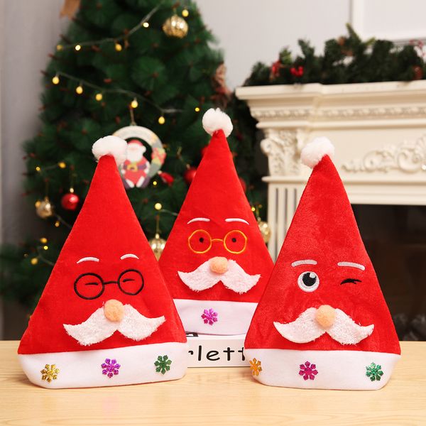 Babbo Natale barba occhiali gialli bambini adulto cartone animato peluche cappello genitore-figlio nuovi gioielli