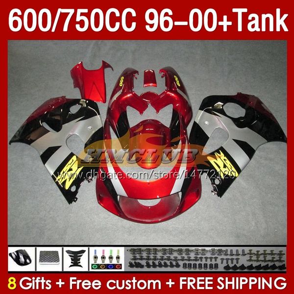 Tanque de carenagens para Suzuki Srad GSXR600 GSXR 600 750 CC 1996 1997 1998 1999 2000 Body 156No.73 GSXR750 600CC GSX-R750 750CC 96-00 GSXR-600 96 97 98 99 00 Silversor