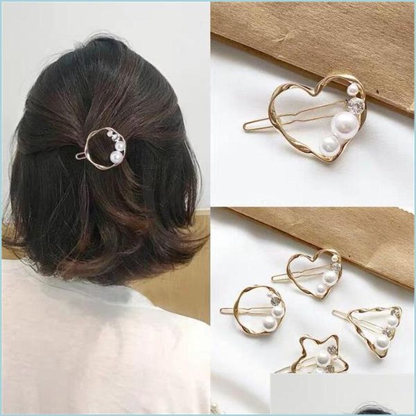 Fermagli per capelli Barrettes Barrettes Retro Tornante Geometria Triangolo Clip laterale Nuovo Amore Temperamento a forma di cuore Semplicità Dhseller2010 Dhxsu