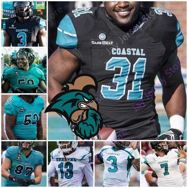 Maglia da calcio Nik1 Coastal Carolina Chanticleers NCAA College Jeffrey Gunter Kameron Brown Shermari Jones White Jackson Henderson Hazel Simpson