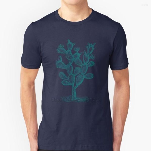 Herren-T-Shirts Cactus Illustration T-Shirts reine Baumwolle O-Neck-Hemd M￤nner Gro￟e Mexiko Monotone Linie Griechisch Kaktos Blumenpflanze Stachel