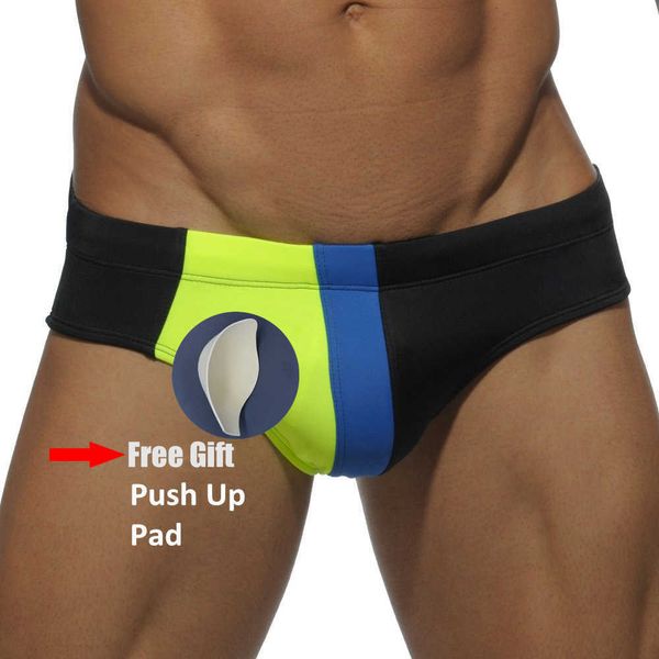 Presente de banho de banho masculino Free Push Up Pad New Sexy S Briefs Baixa Low Caist Shorts gays J220913