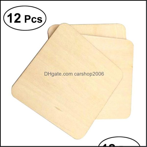 Mats Pads 12Pcs 10X10Cm Tazza Di Legno Quadrato Semplice Supporto Resistente Al Calore Pad Caffè Tè Ciotola Drop Delivery 2021 Casa Giardino Cucina D Dhher