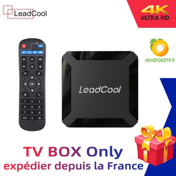 Leadcool H313 Android 10.0 Akıllı TV Kutusu 4K Fransa'dan Gemi QHD Dört Çekirdek 1G 8G 2G 16G Destek 2.4GHz WiFi 1080P HD Medya Oyuncu Seti Üst kutular PK X96Q X96 Mini