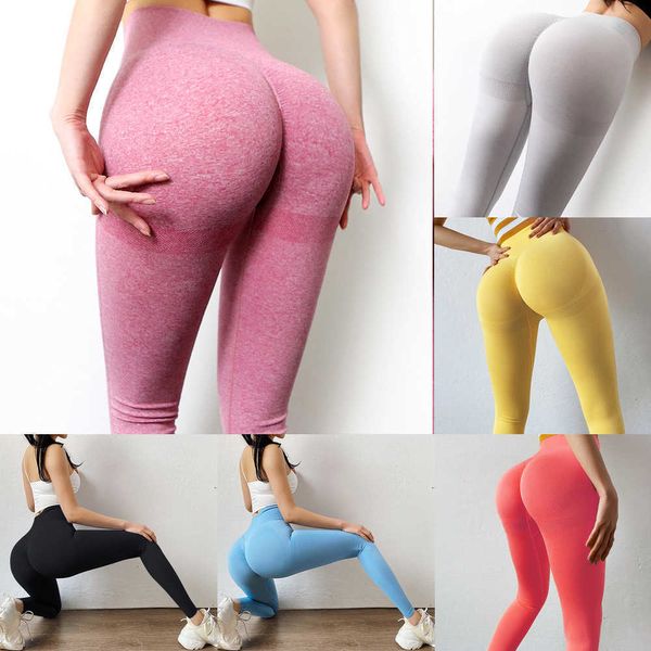 Leggings da donna Vita alta Pantaloni da yoga sexy Capris Leggings senza cuciture Leggins push-up Sport Donna Fitness Running Energy Elastic Gym Girl Leggings For WomenNT6L