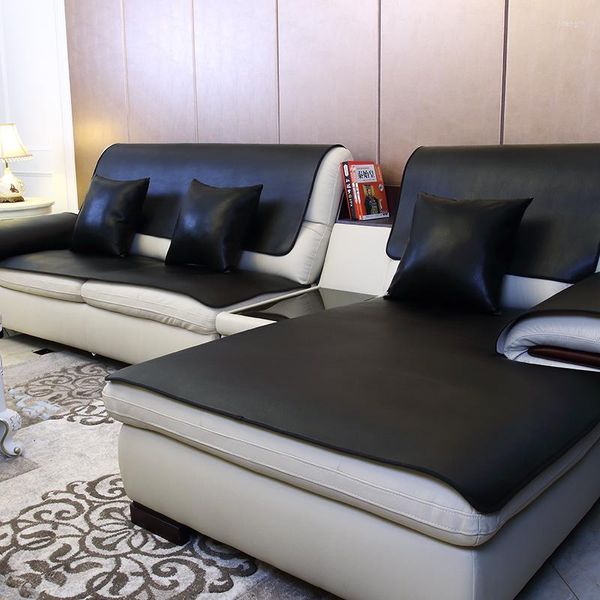 Coprisedia Cuscino per divano in pelle lavabile nera Coprisedia universale antiscivolo impermeabile in stile europeo Four Seasons personalizzato