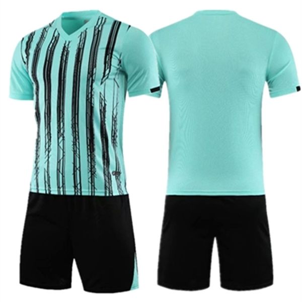 Conjuntos de corrida Crianças Adulto Futebol Jersey Set Criança Homens Camisa de Futebol Shorts Stripe Manga Curta Terno Uniforme Equipe Personalizado 220923