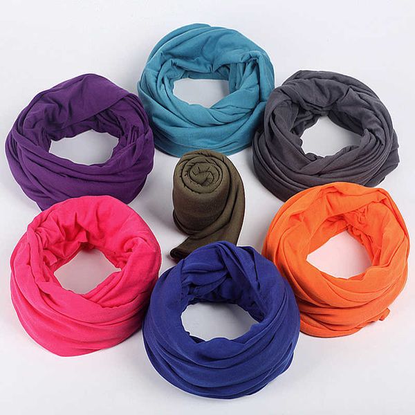 Schals, weicher, leichter Infinity-Schal mit einfarbigem Jersey-Strick, Farbe, Schleife, Ring, Kreis, neu, Y2209