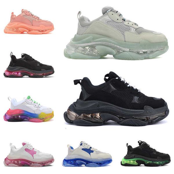 Scarpe da ginnastica Scarpe da ginnastica Dr Scarpe da uomo Piattaforma Triple s Suola trasparente Moda Parigi Nero Rosa Bianco Arcobaleno Casual Jogging Walking Donna per uomo