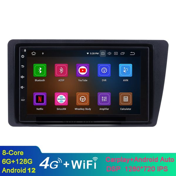 Navigação GPS de vídeo Android de 7 polegadas para 2001-2005 Honda Civic com WiFi Bluetooth Music USB Aux Support DAB SWC DVR