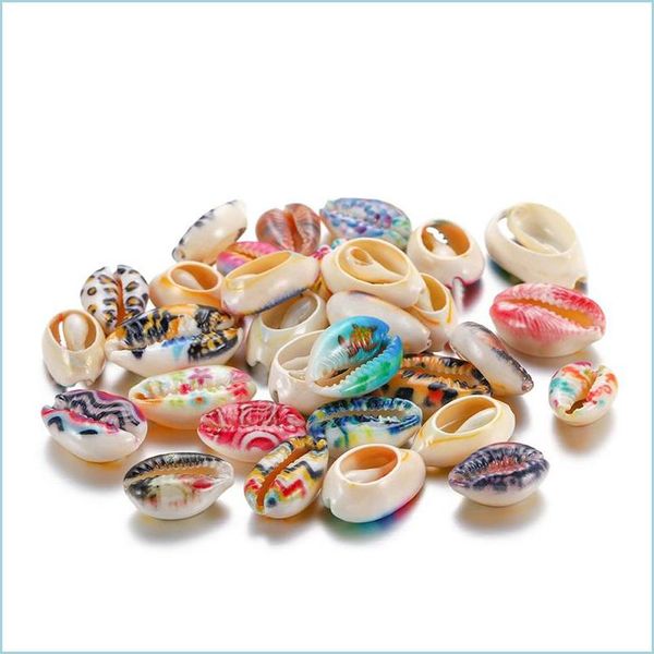 Charms 10 Pz 10-20 Mm Conchiglie di mare naturali Stampa leopardata Ciprea Conchiglia Perline per gioielli tribali Creazione di gioielli fai da te Accessori per braccialetti collana Dht5F