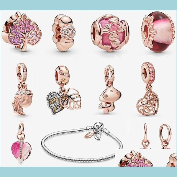 Charms 925 Sterling Sier Kalp Şeklinde Akçaağaç Yaprağı Gül Serisi Uygun Orijinal M Bilezik Yapımı Kadınlar İçin Moda Diy Takı 859 Z2 DH0I3