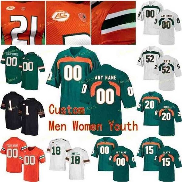 Miami Hurricanes Football Jersey 9 Gerald Willis III 26 Sean Taylor 20 Reed 87 Reginald Wayne 97 SJ Nathan Garvin NCAA College Homens Mulheres