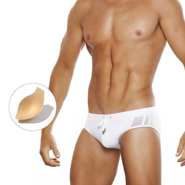 Men's Swimwear 2021 Men Swimsuith Briefs Underwear Beach Solid for the Sea Push pad shorts Man Clothing J220913