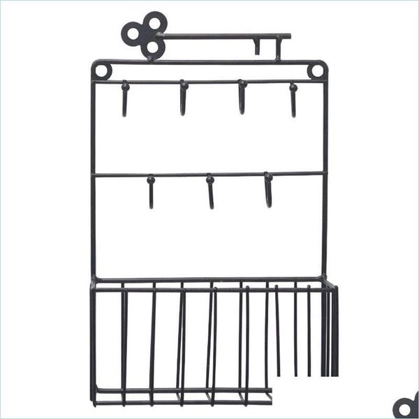 Badezimmer-Aufbewahrungsorganisation Nordischer Stil Racks Schmiedeeisen Wandregalhalter Kleiderhaken Lot Drop Lieferung 2021 Home Garde Dhph7