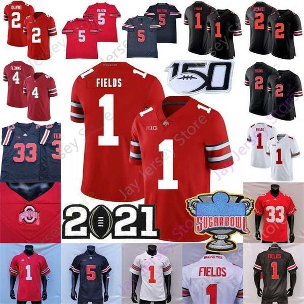 NIK1 2021 NCAA OHIO State Buckeyes Football Jersey Osu Garrett Wilson Джастин Филдс Флеминг Крис Олав Чейз молодой Эллиот Мастер Теаг III