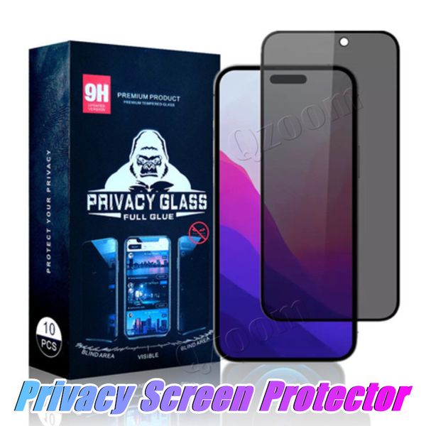 Full Cover Privacy Screen Protector Vetro temperato Anti Spy per iPhone 14 Pro Max 13 Mini 12 11 X XR XS 7 8 Plus SE Anti impronte digitali con pacchetto di vendita al dettaglio