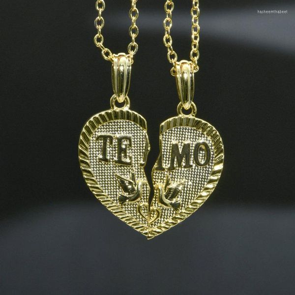 Colares pendentes Moda Moda Espanhol Te Amo I Love You Bird Gold Gold Plated Bating, juntando -se do colar dos amantes do coração do coração