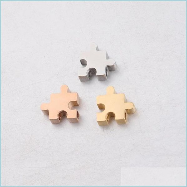 Charms Semitree 5Pcs 10Mm En Acier Inoxydable Jigsaw Puzzle Perles Pour La Fabrication De Bijoux Diy Spacer Perle Collier Accessoires Bracelet Findin Dh0Ur