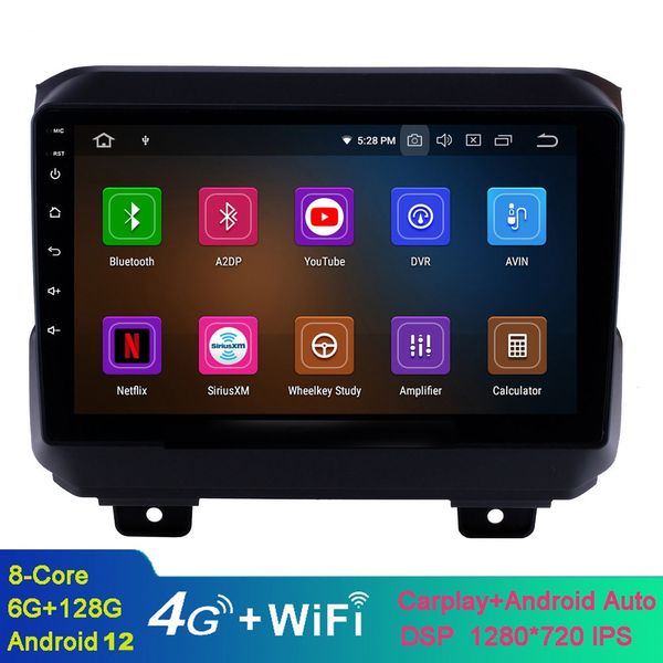 Android Car Video Estéreo GPS Navegação 9 polegadas HD Crega sensível ao toque para Jeep Wrangler Rubicon-2018 com WiFi Bluetooth Music USB aux